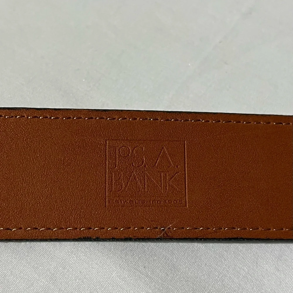 NEW Jos A Bank Leather Belt Men's Black Silver Buckle with Leather Accent